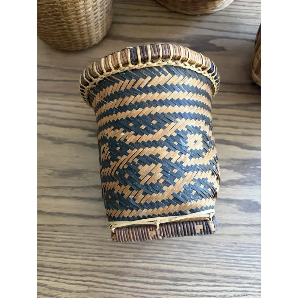 Vintage Woven Basket Planter Set of Four 10” 6
